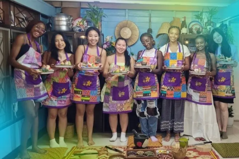 Making Thai food during a cooking workshop in Bangkok.