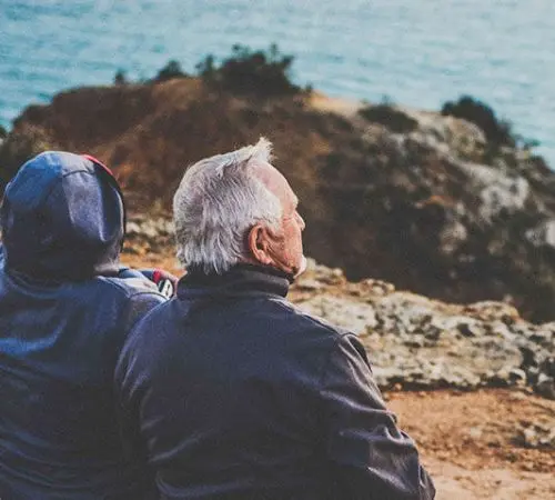 Couple sitting with a view