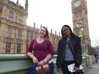 USAC students posing in front of the  the Big Ben.